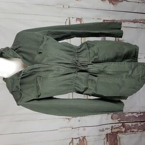 Love Tree hooded olive Cargo Jacket